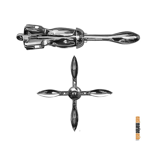AISI 316 Stainless Steel Mirror Finished Folding Grapnel Anchor