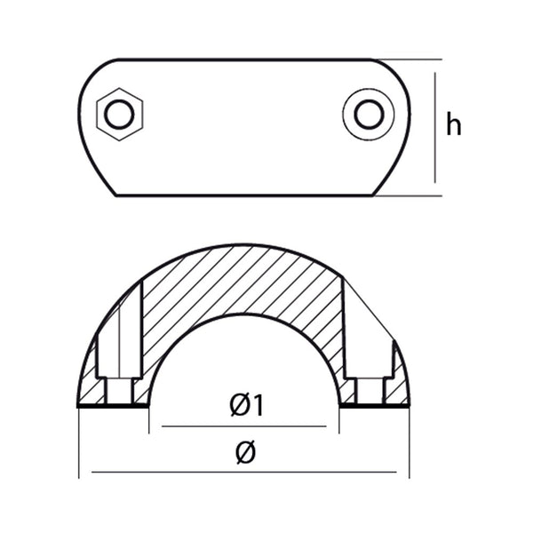 Tecnoseal Naca Profile Shaft Collar Anode - Zinc