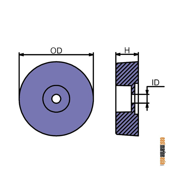 Martyr SGBA597Z 200 mm Round Plate Hull Anode - Zinc