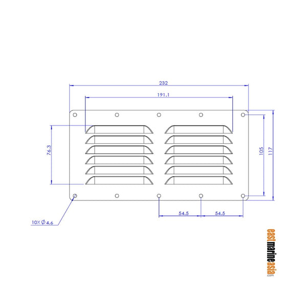 Stainless Steel Louvred Vent (118 x 232 mm)
